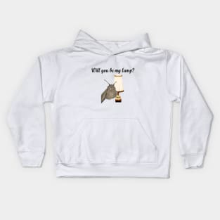 Valentine’s Day - Moth and Lamp - Will You Be My Lamp? Kids Hoodie